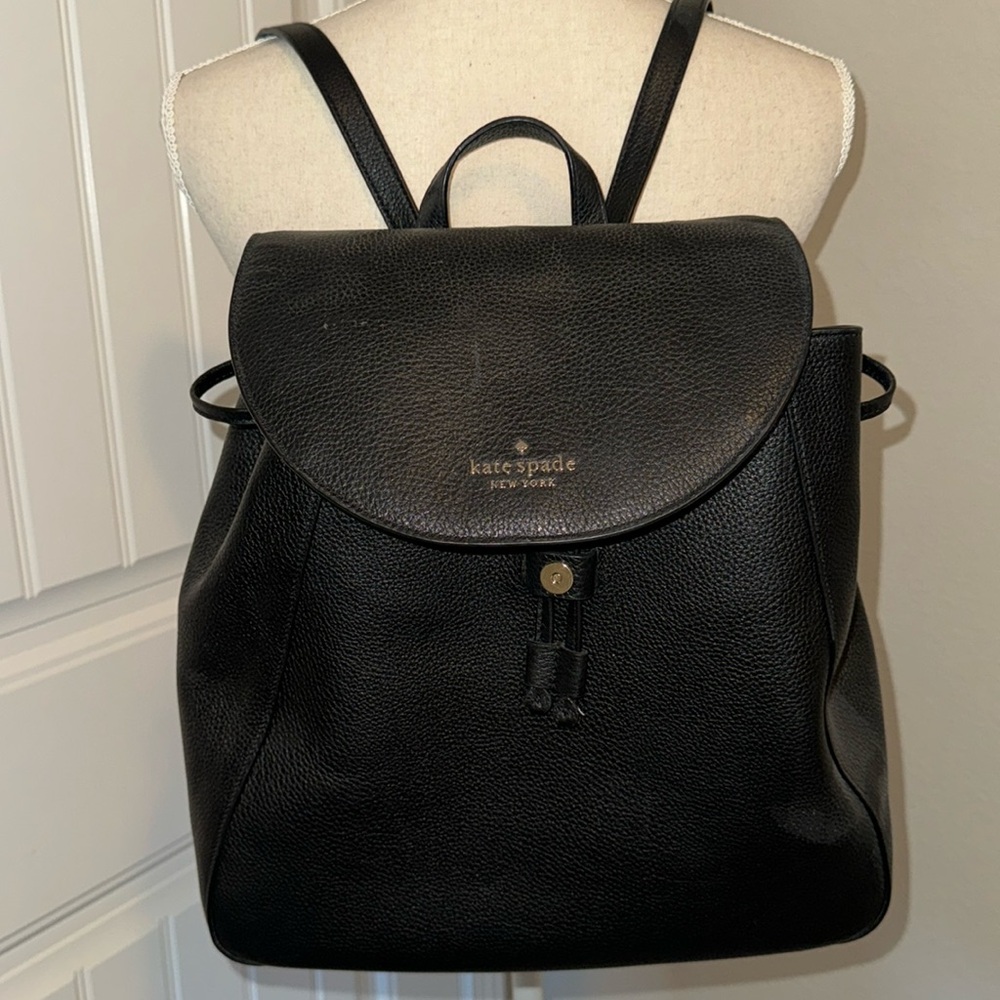 Kate Spade Black Leather Backpack
